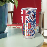 Hawaiian Manta Ray and Turtle Tribal Tattoo Tumbler Cup With Hawaii Flag and Flowers