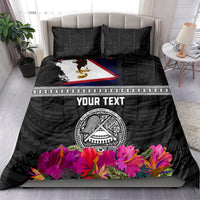 Personalized American Samoa Flag Day Bedding Set Tanoa and Fue mix Hibiscus Flower Polynesian Pattern LT03 - Polynesian Pride
