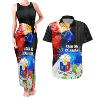 Philippines Independence Day Couples Matching Tank Maxi Dress and Hawaiian Shirt Philippines Eagle and Sampaguita Jasmine Yakan Tribal