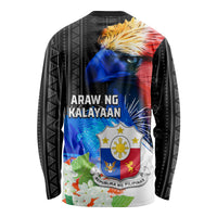 Philippines Independence Day Long Sleeve Shirt Philippines Eagle and Sampaguita Jasmine Yakan Tribal LT03 - Polynesian Pride