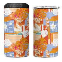 Hawaiian and Japanese Culture Together 4 in 1 Can Cooler Tumbler Palaka Japanese Art and Tropical Motif Tribal Patchwork