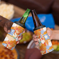 Hawaiian and Japanese Culture Together 4 in 1 Can Cooler Tumbler Palaka Japanese Art and Tropical Motif Tribal Patchwork