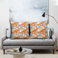 Hawaiian and Japanese Culture Together Pillow Cover Palaka Japanese Art and Tropical Motif Tribal Patchwork
