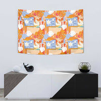 Hawaiian and Japanese Culture Together Tapestry Palaka Japanese Art and Tropical Motif Tribal Patchwork LT03 - Polynesian Pride