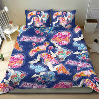 Hawaiian and Japanese Culture Together Bedding Set Hawaiian Archipelago Shape Sea Animals LT03 - Polynesian Pride