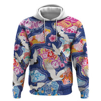 Hawaiian and Japanese Culture Together Hoodie Hawaiian Archipelago Shape Sea Animals LT03 Pullover Hoodie Multicolor - Polynesian Pride
