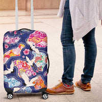 Hawaiian and Japanese Culture Together Luggage Cover Hawaiian Archipelago Shape Sea Animals