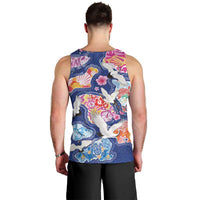Hawaiian and Japanese Culture Together Men Tank Top Hawaiian Archipelago Shape Sea Animals