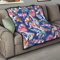 Hawaiian and Japanese Culture Together Quilt Hawaiian Archipelago Shape Sea Animals