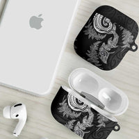 New Zealand Sea Animals with Maori Tribal Tattoo AirPods Case Shark Manta Ray with Silver Fern Black