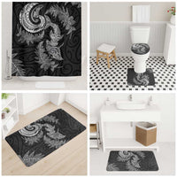 New Zealand Sea Animals with Maori Tribal Tattoo Bathroom Set Shark Manta Ray with Silver Fern Black