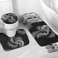 New Zealand Sea Animals with Maori Tribal Tattoo Bathroom Set Shark Manta Ray with Silver Fern Black