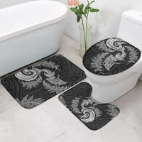 New Zealand Sea Animals with Maori Tribal Tattoo Bathroom Set Shark Manta Ray with Silver Fern Black