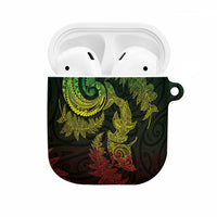 New Zealand Sea Animals with Maori Tribal Tattoo AirPods Case Shark Manta Ray with Silver Fern Reggae