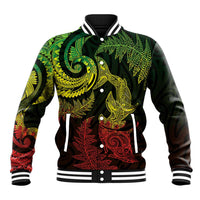 New Zealand Sea Animals with Maori Tribal Tattoo Baseball Jacket Shark Manta Ray with Silver Fern Reggae