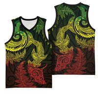 New Zealand Sea Animals with Maori Tribal Tattoo Basketball Jersey Shark Manta Ray with Silver Fern Reggae