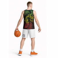 New Zealand Sea Animals with Maori Tribal Tattoo Basketball Jersey Shark Manta Ray with Silver Fern Reggae