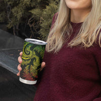 New Zealand Sea Animals with Maori Tribal Tattoo Tumbler Cup Shark Manta Ray with Silver Fern Reggae