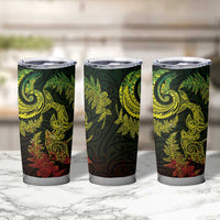 New Zealand Sea Animals with Maori Tribal Tattoo Tumbler Cup Shark Manta Ray with Silver Fern Reggae
