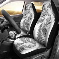 New Zealand Sea Animals with Maori Tribal Tattoo Car Seat Cover Shark Manta Ray with Silver Fern White