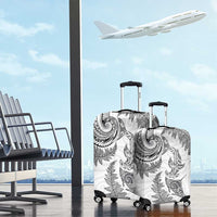 New Zealand Sea Animals with Maori Tribal Tattoo Luggage Cover Shark Manta Ray with Silver Fern White