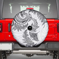 New Zealand Sea Animals with Maori Tribal Tattoo Spare Tire Cover Shark Manta Ray with Silver Fern White