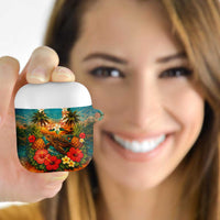 Hawaiian Turtles on Beach AirPods Case with Pineapple Tropical Plant and Lei
