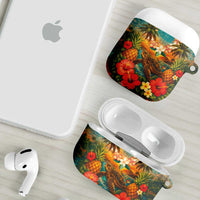 Hawaiian Turtles on Beach AirPods Case with Pineapple Tropical Plant and Lei