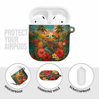 Hawaiian Turtles on Beach AirPods Case with Pineapple Tropical Plant and Lei