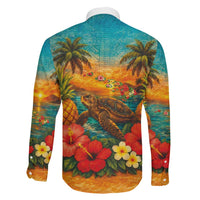 Hawaiian Turtles on Beach Family Matching Mermaid Dress and Hawaiian Shirt with Pineapple Tropical Plant and Lei LT03 - Polynesian Pride