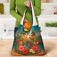 Hawaiian Turtles on Beach Grocery Bag with Pineapple Tropical Plant and Lei LT03 - Polynesian Pride