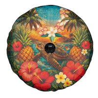 Hawaiian Turtles on Beach Spare Tire Cover with Pineapple Tropical Plant and Lei LT03 - Polynesian Pride