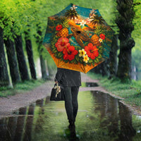Hawaiian Turtles on Beach Umbrella with Pineapple Tropical Plant and Lei LT03 - Polynesian Pride