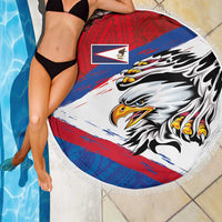 American Samoa Flag Day Beach Blanket Polynesian Art Geometric with Flag Brush Style