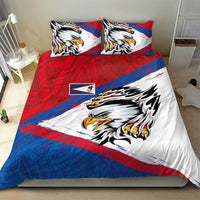 American Samoa Flag Day Bedding Set Polynesian Art Geometric with Flag Brush Style