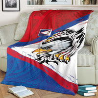 American Samoa Flag Day Blanket Polynesian Art Geometric with Flag Brush Style