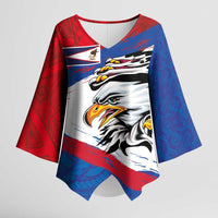 American Samoa Flag Day Kimono Sleeve Blouse Polynesian Art Geometric with Flag Brush Style
