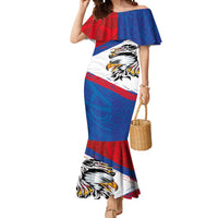 American Samoa Flag Day Mermaid Dress Polynesian Art Geometric with Flag Brush Style