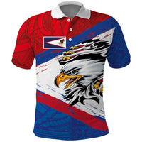 American Samoa Flag Day Polo Shirt Polynesian Art Geometric with Flag Brush Style