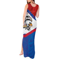 American Samoa Flag Day Tank Maxi Dress Polynesian Art Geometric with Flag Brush Style