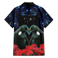 New Zealand Maori Matariki Hawaiian Shirt Hongi Tui Bird Pohutukawa and Polynesia Tribal