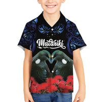 New Zealand Maori Matariki Hawaiian Shirt Hongi Tui Bird Pohutukawa and Polynesia Tribal LT03 - Polynesian Pride