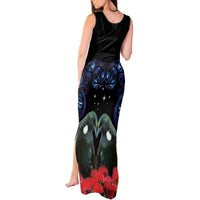New Zealand Maori Matariki Tank Maxi Dress Hongi Tui Bird Pohutukawa and Polynesia Tribal LT03 - Polynesian Pride