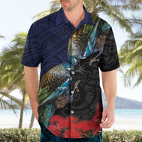 New Zealand Maori Hongi Culture Hawaiian Shirt Tui Bird Pohutukawa and Polynesian Pattern