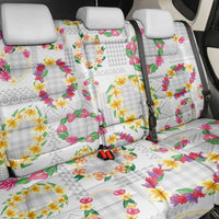 Hawaiian Kakau Tattoo Leis and Palaka Pattern Back Car Seat Cover Traditional Aloha Tribal White Color