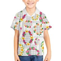 Hawaiian Kakau Tattoo Leis and Palaka Pattern Family Matching Summer Maxi Dress and Hawaiian Shirt Traditional Aloha Tribal White Color