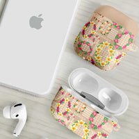 Hawaiian Kakau Tattoo Leis and Palaka Pattern AirPods Case Traditional Aloha Tribal Beige Color