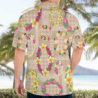 Hawaiian Kakau Tattoo Leis and Palaka Pattern Hawaiian Shirt Traditional Aloha Tribal Beige Color