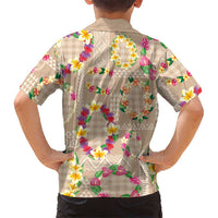 Hawaiian Kakau Tattoo Leis and Palaka Pattern Hawaiian Shirt Traditional Aloha Tribal Beige Color