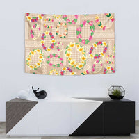 Hawaiian Kakau Tattoo Leis and Palaka Pattern Tapestry Traditional Aloha Tribal Beige Color